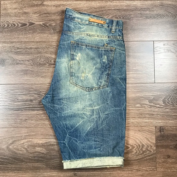 Evolution In Design Denim Artisan Men’s Distressed Blue Jean Shorts Size 40 - Picture 4 of 6